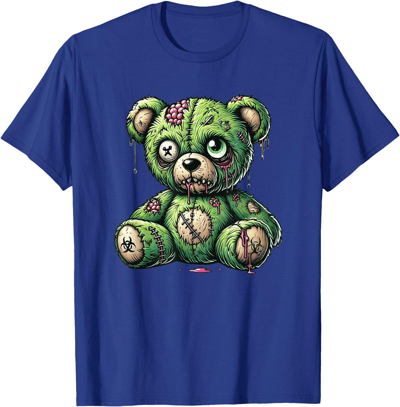 Nerdy Dreamaz Designs Zombie Bear Halloween Zombie Teddy Zombie Lover T-Shirt - Royal Blue