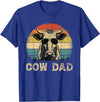 Cow Dad Vintage Retro Fathers Day Funny Gift Vintage Cow Dad Cow Lovers Daddy Father's Day T-Shirt - Royal Blue