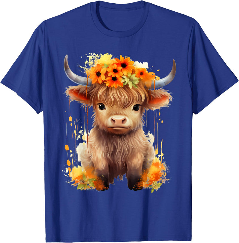 Western Shirts for Girls Men, Highland Cow Gifts Cow, Scottish Highland Cow, Western Wear, Highland Cow T-Shirt - Royal Blue