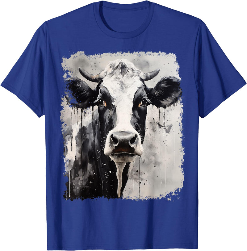 Noah&Friends A Black White Cow T-Shirt - Royal Blue