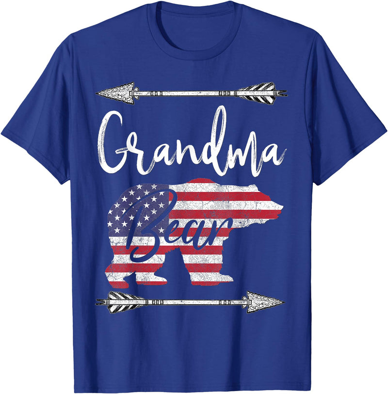 Grandma Bear 4TH OF JULY T Shirt 4th of July Gift For Women Grandma Bear American Flag USA T-Shirt - Royal Blue