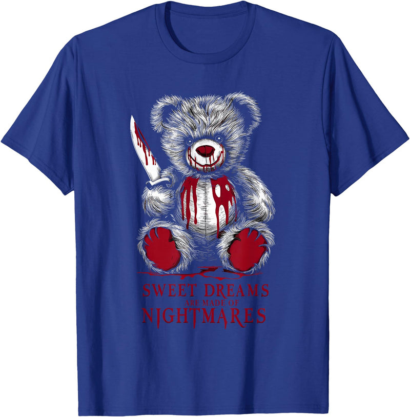 Horror Teddy Bear Horror Movie Scary Creepy Terrifying Teddy Spooky Plush Horror Teddy Bear Scary T-Shirt - Royal Blue