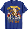 Patriotic 250 Years of Freedom 1776-2026 250 Years America Cow Patriotic USA 4th of July T-Shirt - Royal Blue