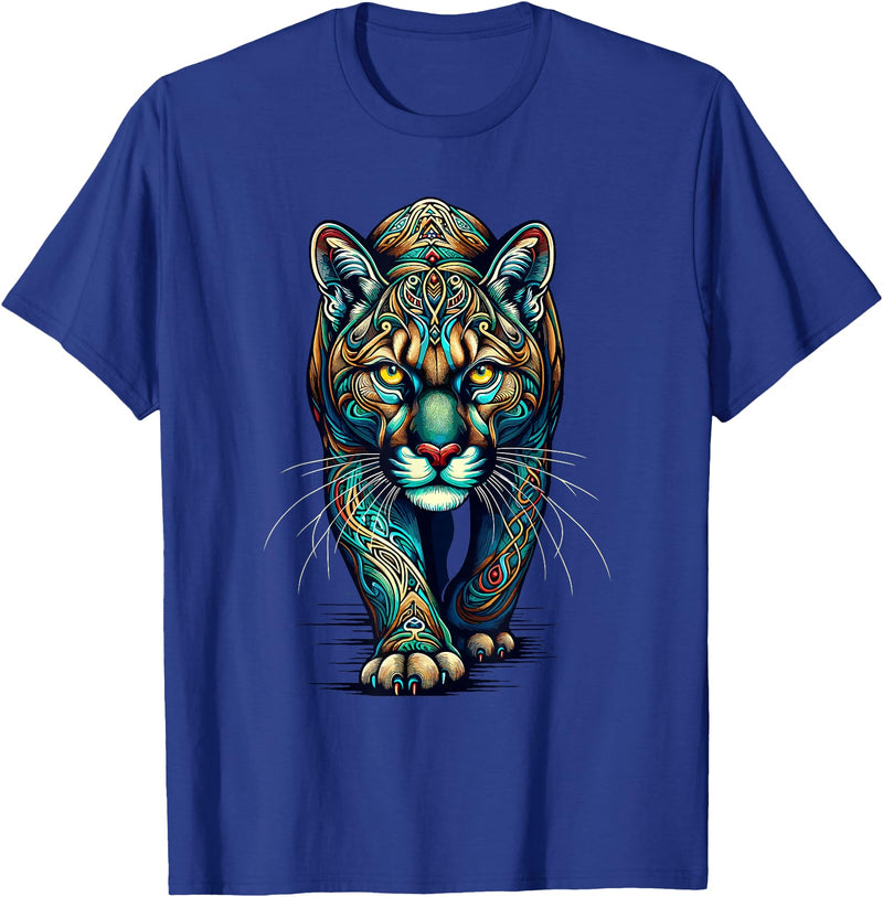 Cougars Gift For A Cougar Lover Mandala Art Cougars Cougar Mountain Lion Puma T-Shirt - Royal Blue