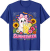Summerween Spooky Funny Halloween Tee Summerween Funny Ghost Halloween Summer Floral Women Girls T-Shirt - Royal Blue