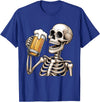 Halloween Skull Skeleton Drinking Beer Funny Kids Skeleton Drinking Beer Halloween Spooky Season Mens Womens T-Shirt - Royal