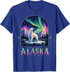 Polar Bear Art Lovers Polar Bear Under Aurora Borealis T-Shirt - Royal Blue