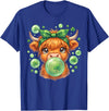 St. Patricks Day Highland Cow Blowing Bubblegum Celebrate St Patricks Day T-Shirt - Royal Blue