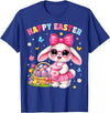 Happy Easter Coquette Easter Egg Rabbit Bunny Women Girl Kid T-Shirt in Royal Blue