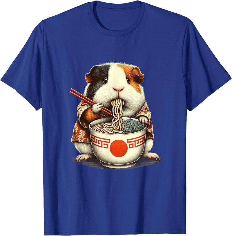 Kawaii Artwork Co Japanese Guinea Pig Ramen Kawaii Neko Japanese Noodles Aesthetic T-Shirt - Royal Blue