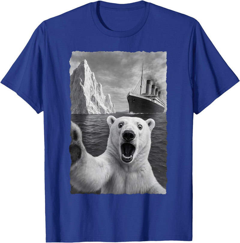 Funny Polar Bear Selfie Titanic T-Shirt - Royal Blue