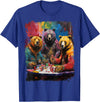 Noah&Friends Playing Card Pop Art Gambling Bears Playing Poker Cards T-Shirt - Royal Blue