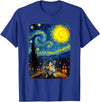 Funny Cat Starry Night Scuba Dancing Meme Scuba Dancing Meme Cat Starry Night Van Gogh T-Shirt - Royal Blue