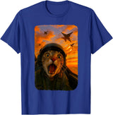 Funny Cats Fighter Jet Pilot Kitties Selfies Funny Screaming Cat Fighter Jet Pilot Kitty Selfie T-Shirt