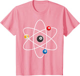 Cool Billiard Design For Men Women Atom Cue Ball Sport Game T-Shirt - Pink