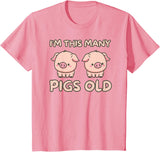 Pigs lover Birthday Gifts Toddler I'm This Many Pigs Old - 2nd Birthday Pig 2 Years Old Bday T-Shirt - Pink