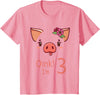 Girls Cute Pig Birthday Designs Co. 3rd Birthday Pig Outfit Pig Face Gift 3 year old Girl Boy T-Shirt - Pink