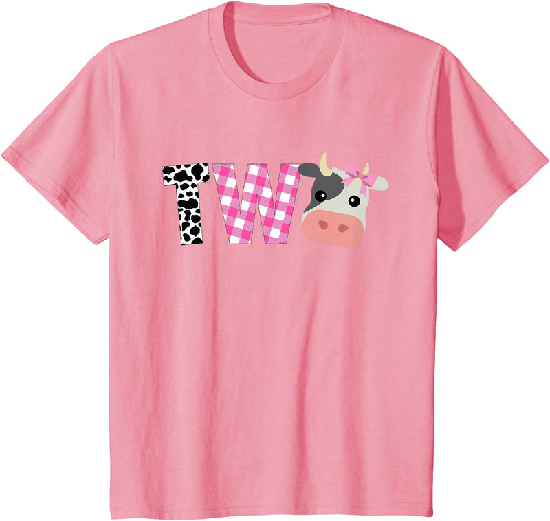 Funny Cow Mom And Dad Birthday Family Tees Second Birthday Girl Cow Farm, 2nd Birthday Cow 2 Toddler T-Shirt - Pink