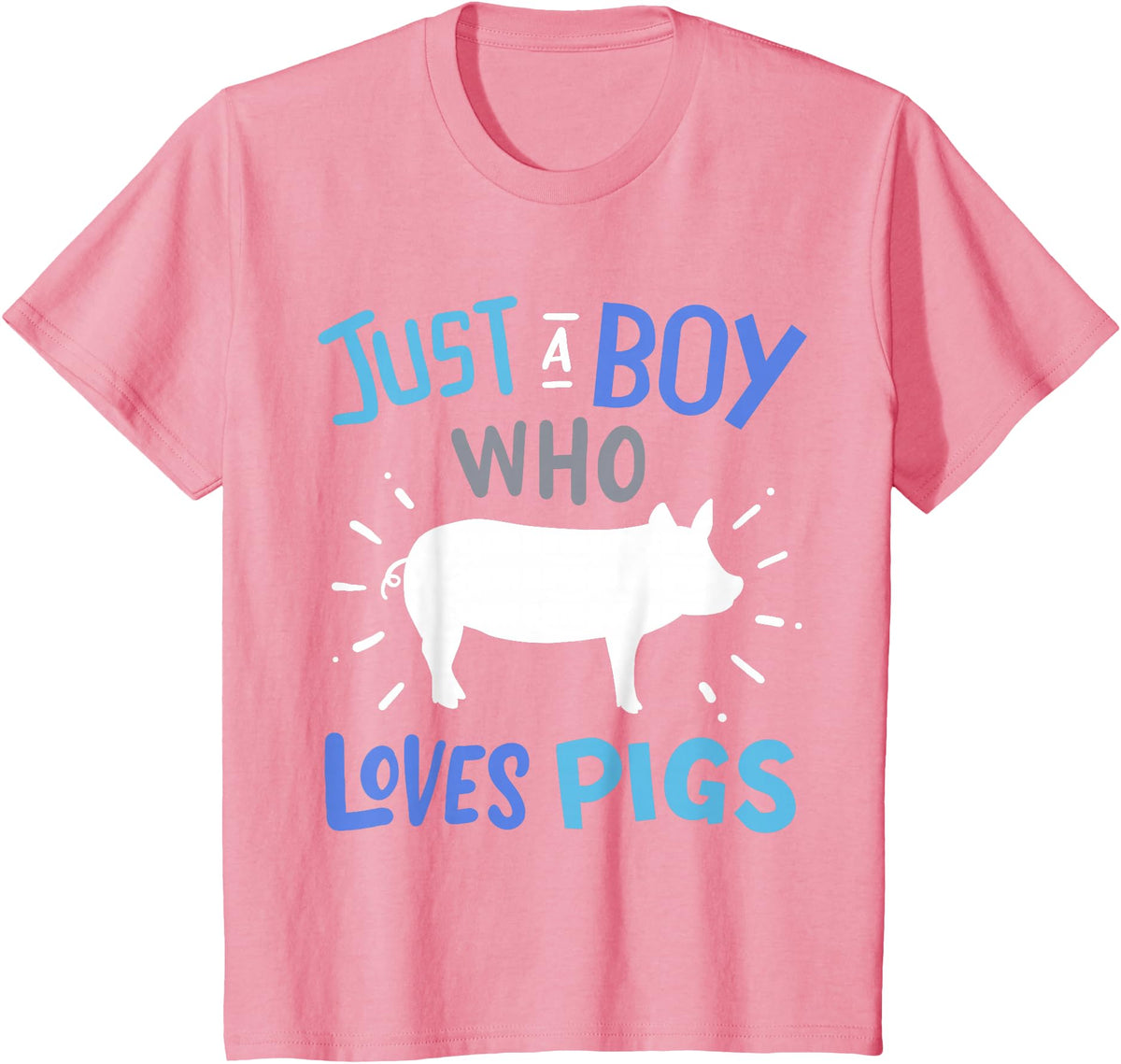 Kids Pig Just A Boy Who Loves Pigs Gift for Pig Lovers T-Shirt - Pink