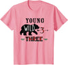 UrbanWear Bear Buffalo plaid Young Wild & Three 3 years 3rd Birthday T-Shirt - Pink