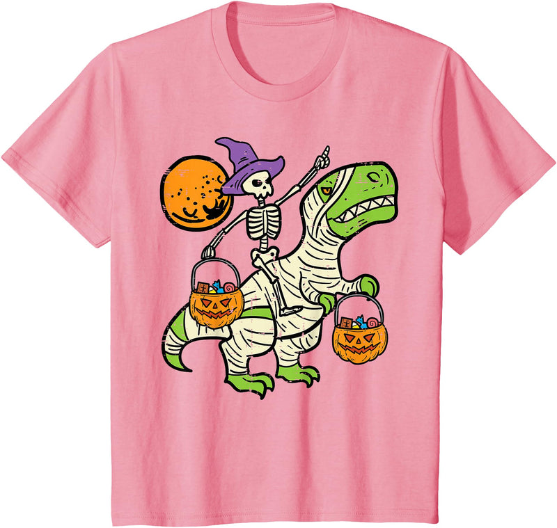 Toddler Boy Halloween Shirts For Boys Kids Kids Skeleton Dino Pumpkin Halloween Costume Toddler Boys Kids T-Shirt - Pink