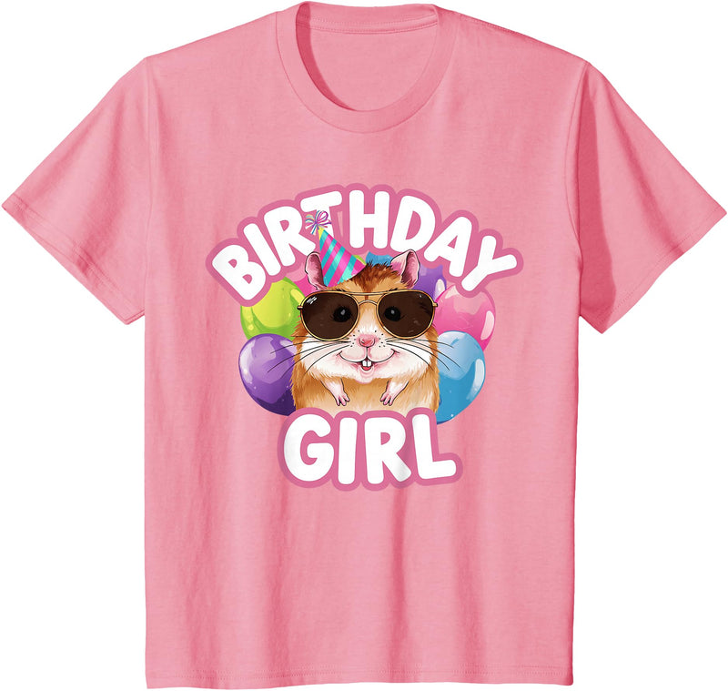 Girl Birthday Hamster Kids T-Shirt - Pink