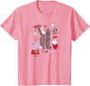 Kids Peppa Pig Valentine's Day Love Be Happy Friends Group Shot T-Shirt - Pink