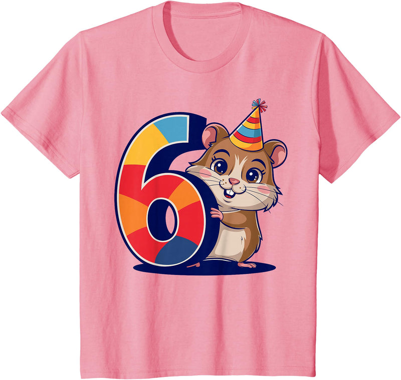 6th Birthday Hamster Kids T-Shirt - Pink
