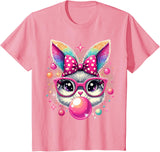 Happy Easter Bunny Tie Dye Coquette Bow Rabbit Face Easter T-Shirt - Pink