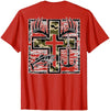 Camo Cross Fishing Faith Christian 2 Sided Hunting Fishing Cross Camo Faith Christian Fisherman Hunter T-Shirt - size chart