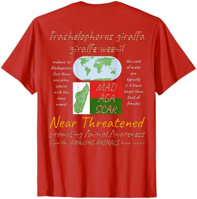 ETCreations Giraffe Weevil T-Shirt - size chart