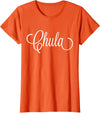 The Spanish Cow Women's Chula Spanish Cute Black X-Small Modern Letter Print T-Shirt - Orange
