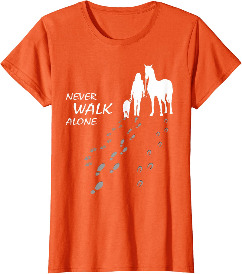 Grazy Dog - Doglover Hundeliebhaber Dog horse - never walk alone - horse fan dog lover T-Shirt - Orange