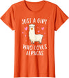 Cute Alpaca Llama Lover Clothing Gifts For Women Just A Girl Who Loves Alpacas Funny Alpaca Gifts for Girls T-Shirt - Orange