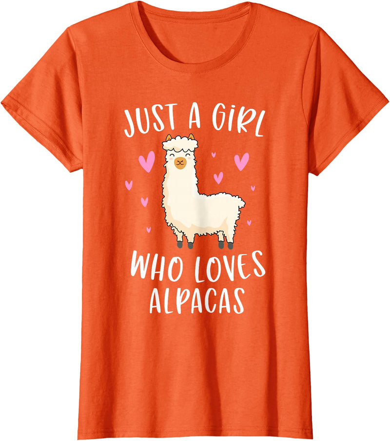 Cute Alpaca Llama Lover Clothing Gifts For Women Just A Girl Who Loves Alpacas Funny Alpaca Gifts for Girls T-Shirt - Orange
