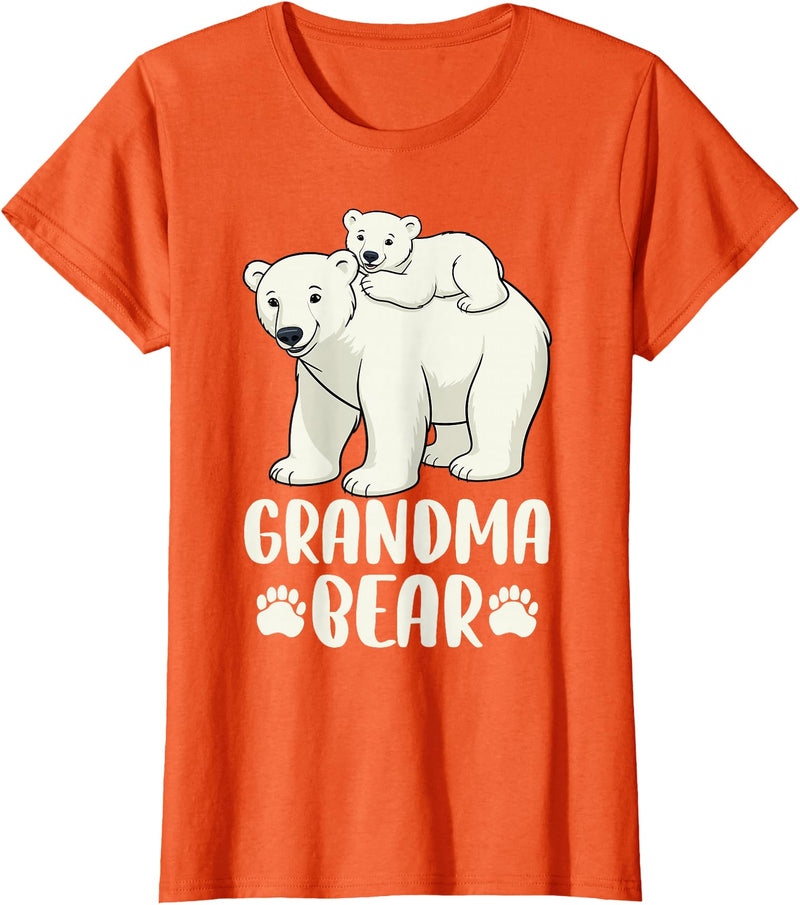 Polar Bear Family Art Creations Grandma Bear and Cub T-Shirt - Orange
