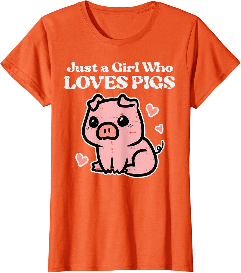 Pig Lover Shirts For Men Women Kids Just A Girl Who Loves Pigs Cute Hog Swine Toddler Girls Kids T-Shirt - Orange