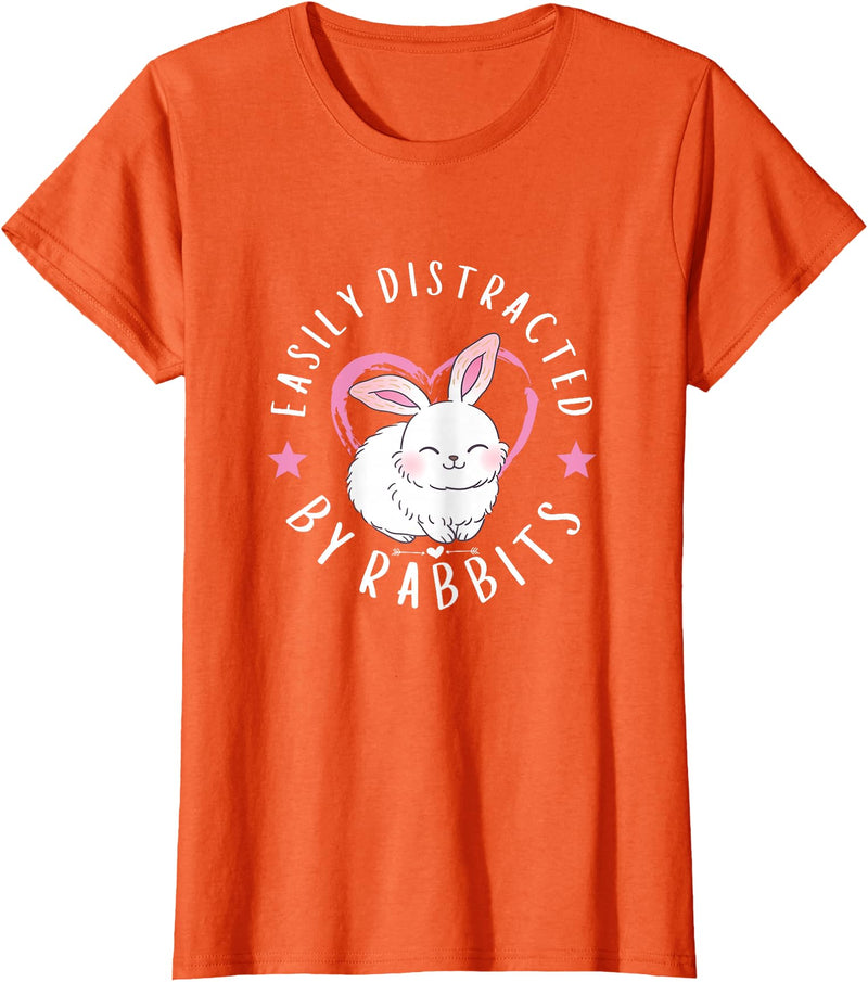 Easily Distracted by Rabbits Kids Bunny Rabbit Lovers T-Shirt in Orange