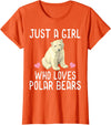 Polar Bear Lover Tees Just A Girl Who Loves Polar Bears T-Shirt Polar Bear Gift T-Shirt - Orange