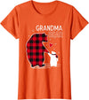 Papa & Mama Bear Outfit Grandma Bear Christmas Pajama Red Buffalo Plaid T-Shirt - Orange