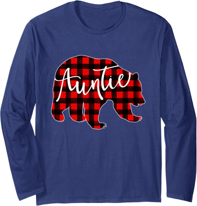 Red Plaid Matching Family Bear Christmas Buffalo Auntie Eve T-Shirt
