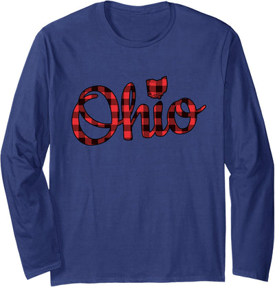 Cow Ohio Buffalo Plaid Christmas Ohio Pride Buckeye State T-Shirt
