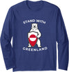 NANKANDOIT Not For Sale Kalaallit Greenlanders Stand with Greenland Polar Bear Shield Solidarity Flag Long Sleeve T-Shirt - Navy Blue