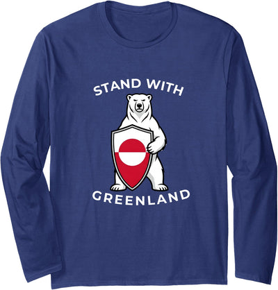 NANKANDOIT Not For Sale Kalaallit Greenlanders Stand with Greenland Polar Bear Shield Solidarity Flag Long Sleeve T-Shirt