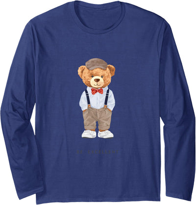 Cool Teddy Bear Happy Quotes Illustration Graphic Designs Long Sleeve Shirt