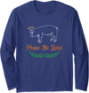 ANIMAL FUNNY SHIRTS Praise The Lard Funny Pig Long Sleeve T-Shirt - Navy Blue