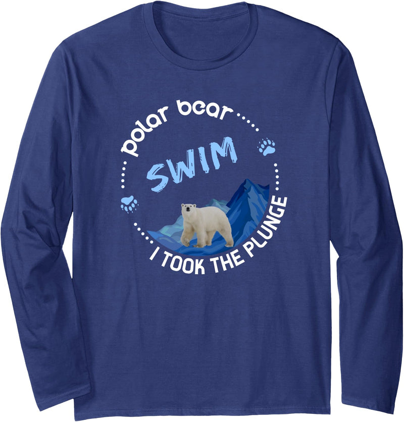 Polar bear Swim - I Took The Plunge On January 1 Shirt Long Sleeve T-Shirt - Navy Blue