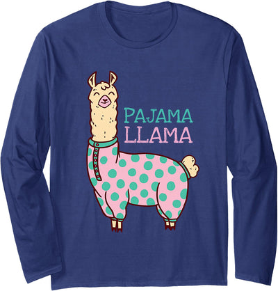 Cool Llama lovers Pyjama day Pajama Llama Cute Llama Pajama Alpaca Kids Women Girl Long Sleeve T-Shirt