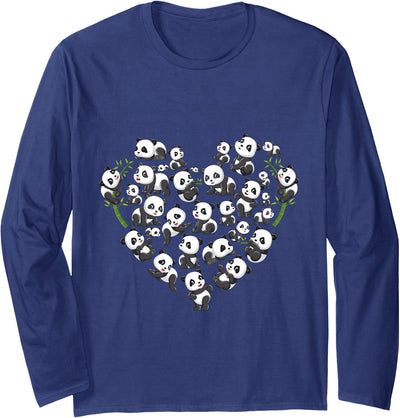 Panda Bear Lover Heart Cute Panda gifts for girl kids women Long Sleeve Shirt