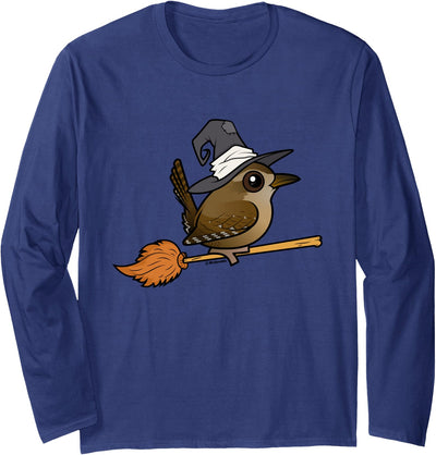 Birdorable Wren Witch Halloween Festive Fall Holiday Bird Long Sleeve T-Shirt